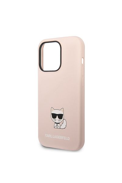Karl Lagerfeld IPhone 14 Pro Case - Karl Lagerfeld Silicone (KLHCP14LSLCTPI) - Pink Choupette Body