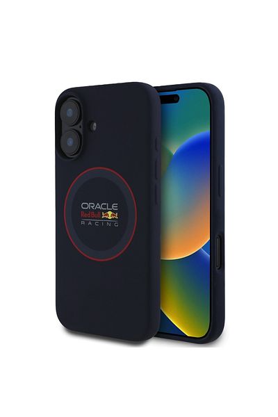 Red Bull Racing Carcasă pentru iPhone 16 - Red Bull Racing Silicone Ring Red Ring MagSafe (RBHMP16S24SIILVR) - Bleumarin