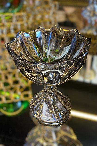 LEMİ DEKORASYON Pedestal Smoked Glass Sugar Bowl 12.5*12.5*12 cm