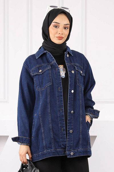 İmajButik Σκούρο μπλε τζιν μπουφάν τσέπης
