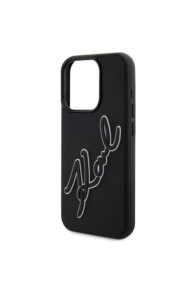 Karl Lagerfeld Case for iPhone 15 Pro Max - Karl Lagerfeld 3D Design (KLHCP15X3DRKSDLK) - Rubber Signature