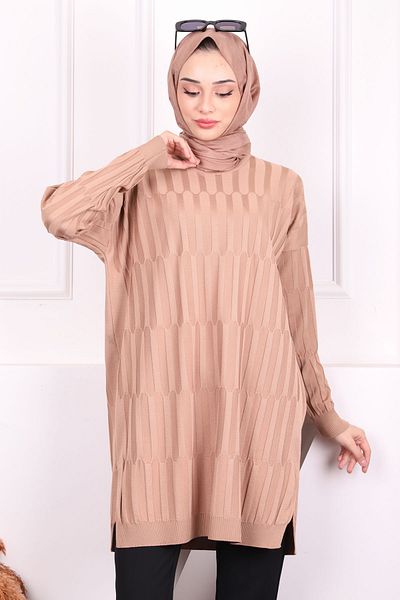 İmajButik Biscuit Cold Yarn Mercerized Knitwear Tunic