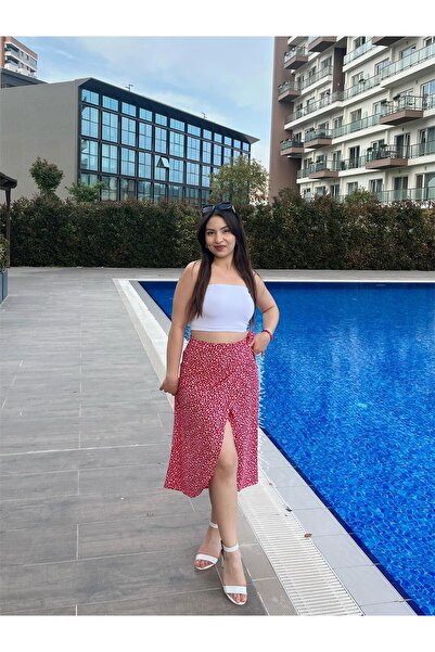 ELSEBUTİKTR Double Breasted Woven Viscose Skirt