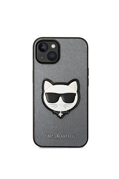 Karl Lagerfeld Carcasă pentru iPhone 14 Plus - Karl Lagerfeld Saffiano (KLHCP14MSAPCHG) - Cap de Choupette argintiu
