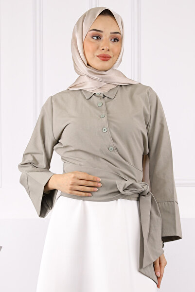 İmajButik Khaki Waist Tie Shirt