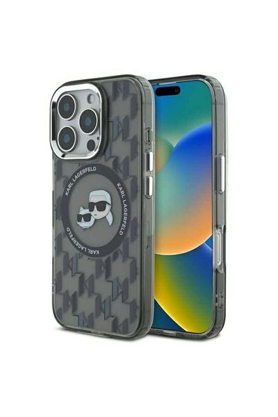 Karl Lagerfeld IPhone 16 Pro Max Case - Karl Lagerfeld IML MagSafe (KLHMP16XHMCKMHK) - Monogram Karl&Choupette Head