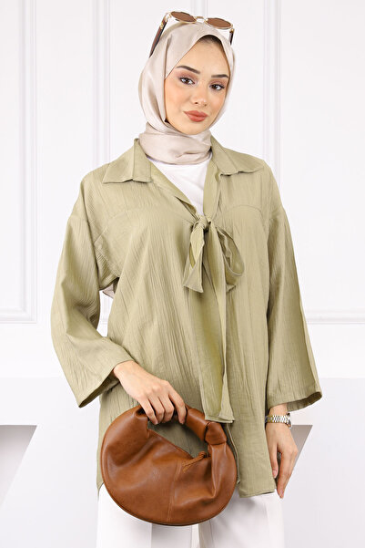 İmajButik Χακί κιμονό με εσωτερική επένδυση με μπροστινό κορδόνι