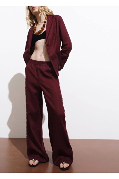 MANGO Woman Keten takım pantolonu püskül detaylı