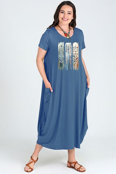 Curvy Trend Plus Size Element Printed Jumbo Short Sleeve Dress