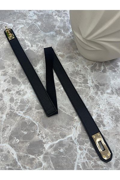 MELTEM TUĞAN Front Elastic Detailed Belt Black