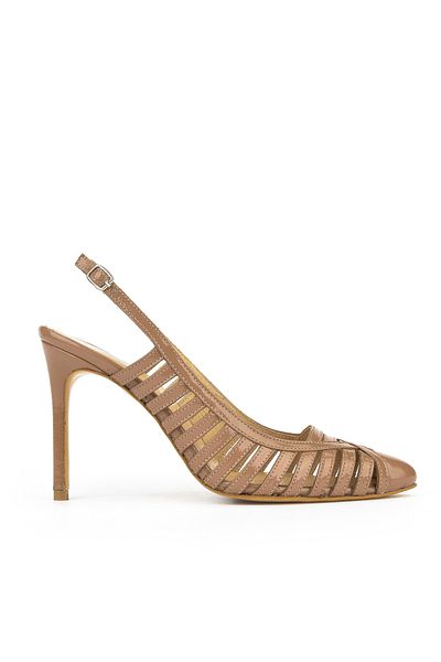 Ziya , Women's Genuine Leather Heeled Shoes 1511030Z2532 Dark Beige