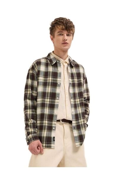 The Bear House قميص رجالي مريح من الفلانيل متعدد الألوان ومربعات الشكل، مناسب...