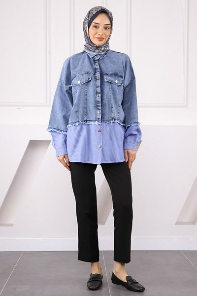 İmajButik Μπουφάν με μπλε τζιν γαρνιτούρα