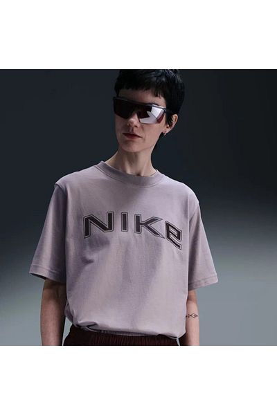 Nike Phoenix Ss Tee Women Purple Cotton Loose Fit T-Shirt Hq1679-226