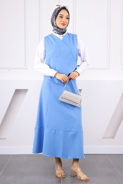 İmajButik Κοστούμι Indigo Single Pocket Γιλέκο Φούστα