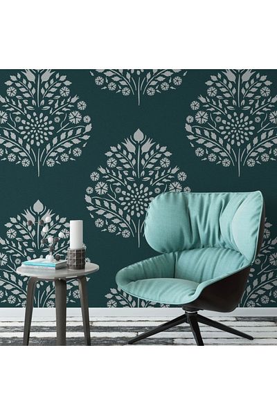 OEM Sablon Perete vopsire, tencuiala 900x600x0.7mm Leaf Damask Refolosibil, model MXSP7051