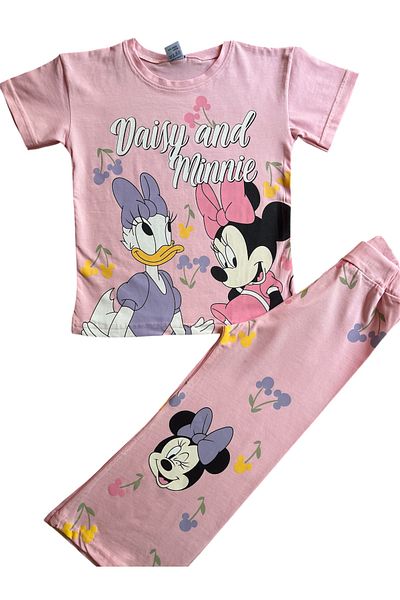 YUMİYUMM Girl's Character Pink Top and Bottom Set