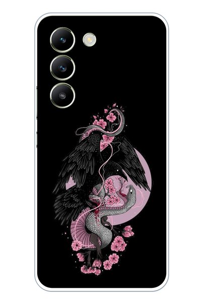 TechTree جراب سيليكون شفاف متوافق مع هاتف Vivo V30 Lite باللون الوردي والأسود