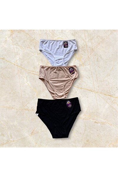 Papatya %100 Pamuklu Büyük Beden Üçlü Battal Kilot Slip