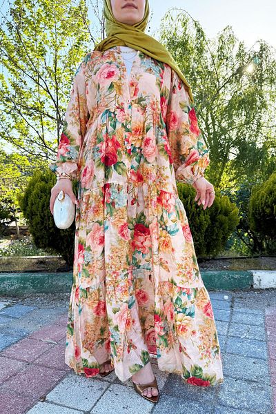 MELEK ARAZ Rochie de vară cu modele florale Rosabella – portocaliu