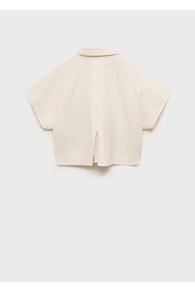 MANGO Kids Flower Embroidered Linen Shirt