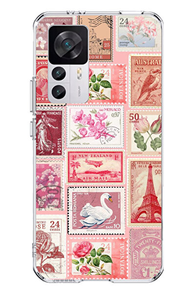 TechTree Xiaomi Mi 12T - 12T PRO Uyumlu Pembe Posta Pulları Şeffaf Silikon Kılıf