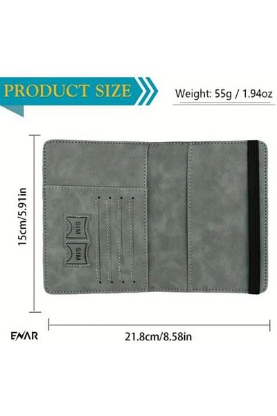 ENAR RFID Blocking Passport Holder – PU Leather Travel Wallet Case with Card Slots & Elastic Strap