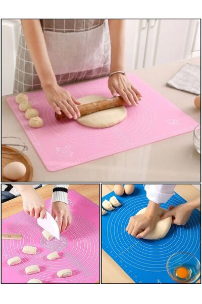 ÇARŞI HANEM Large Silicone Dough Rolling Mat 65X45 Baklava Pastry Bread Ravioli Noodles Dough Kneading Mat