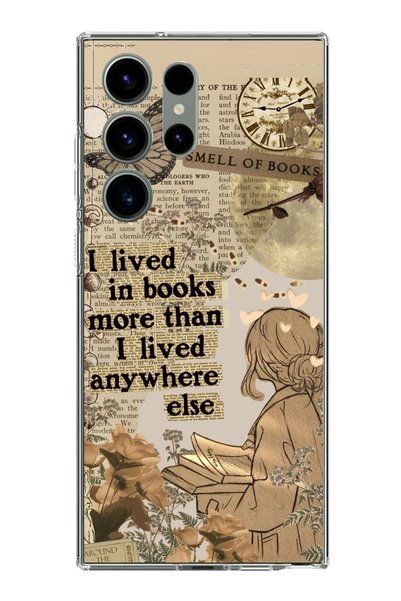 TechTree Samsung Galaxy S23 Ultra Compatible Reading a Book Woman Retro Trans...