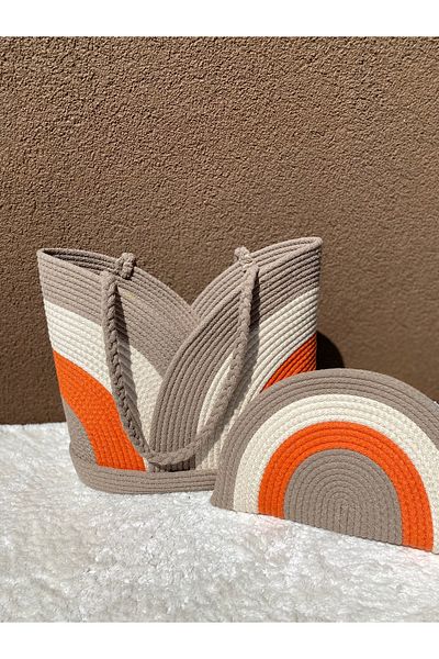 ELÇİÇEK HOME Geantă din paie lucrată manual, geantă de plajă, geantă de umăr