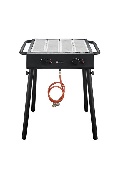 HENDI Gratar pe gaz Xantos Negru, HENDI, 9,5kW, 770x710x(H)870mm