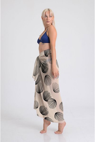 DESENİX Abstract Linear Pattern Pareo - 100X145 cm - Silky Chiffon & Luxury Satin Fabric Option - Beach Dress
