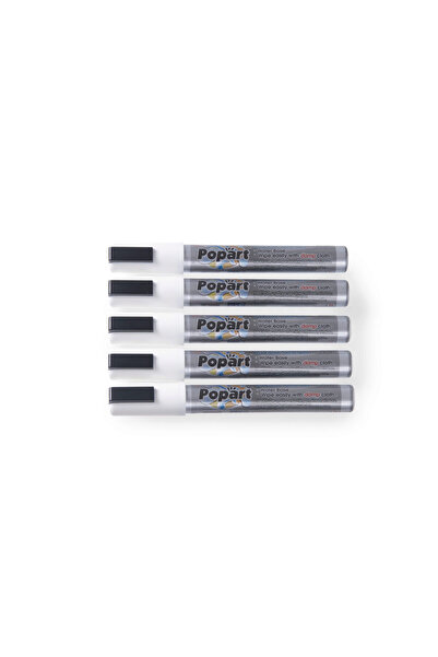 HENDI Set 5 markere albe pentru tabla, grosime scris 2-6 mm,