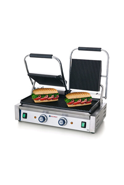 HENDI Contact grill dublu, HENDI, canelat sus și jos, 230V/3600W, 570x375x(Î)...