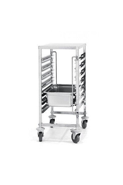 HENDI Carucior Hendi pentru debarasare tavi 7 x GN 1/1, 445x615x(h)945 mm Inox, 4 roti pivotante, 2 cu fr