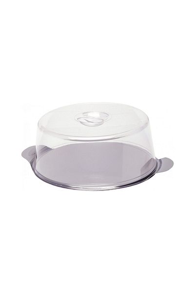 HENDI Cake stand / platter with transparent plastic lid, Hendi, round stainless steel tray with handles, diam 300 mm