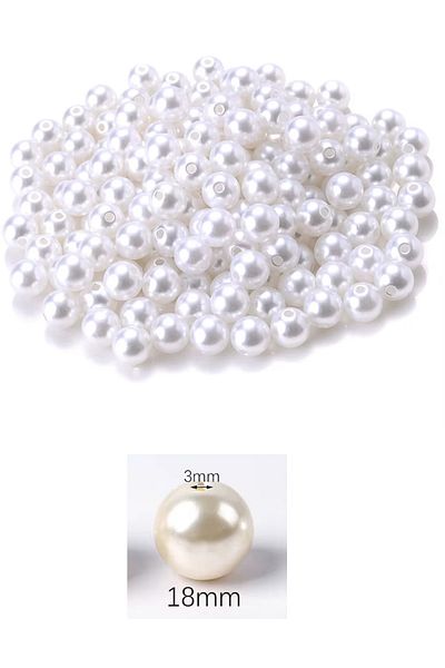 just cheap store 500Grams 18mm White Color Plastic Pearl Beads for Purse & Jewelry Making Bead (~110Pcs)
