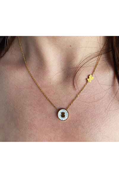 YONGA'S BOUTİQUE قلادة ذهبية 316L مع نمط الدبدوب فوق الفولاذ