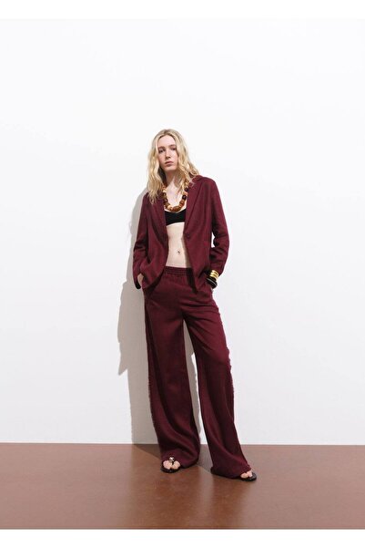 MANGO Woman Keten takım pantolonu püskül detaylı