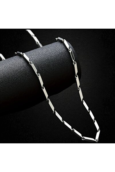 Tasarım قلادة ستيل تيتانيوم بانانا موديل مسطح 3 مم سماكة 55 سم طول فضي فضي