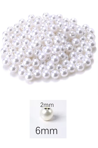 just cheap store 500gram 6mm white color plastic pearl beads for bags & jewelry making bead (~3,750pcs)