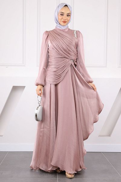 İmajButik Βραδινό φόρεμα από σιφόν με ντραπέ από Dusty Rose Stone