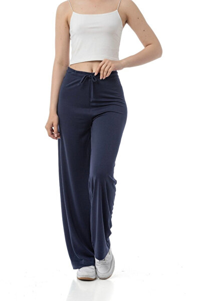 Butik Kadın Yüksek Bel Bol Paça Pantolon – Modal Pike Şıklığı