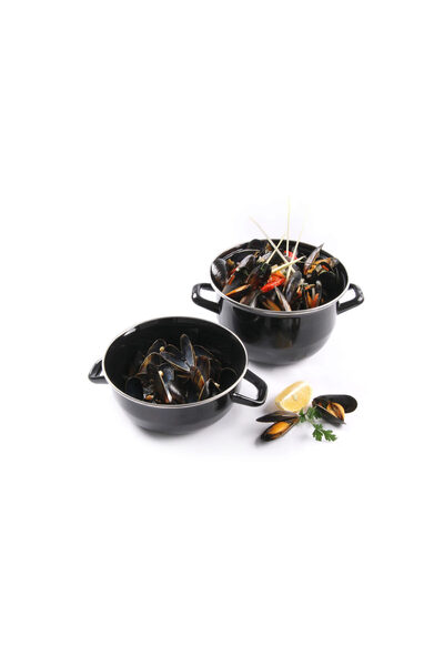 HENDI Oala emailata cu capac pentru scoici 3 Lit ,21 cm diametru x13/20 cm in...