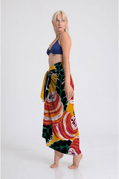 DESENİX Amazon Dream Patterned Pareo - 100X145 cm - Silky Chiffon & Luxury Satin Fabric Option - Beach Dress