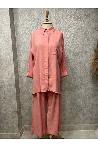Rumella 25Y4266 Suit Tunic Trousers Buttoned Single Pocket Pink