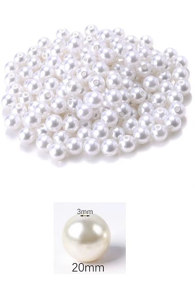 just cheap store 1,000 Grams (1 Kg.) 20mm White Color Plastic Pearl Beads Bag and Jewelry Making Bead ~200Pcs
