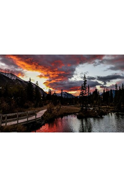 ve Tablou Canvas, Flacari apus, 80 x 50 cm, Rama lemn, Multicolor