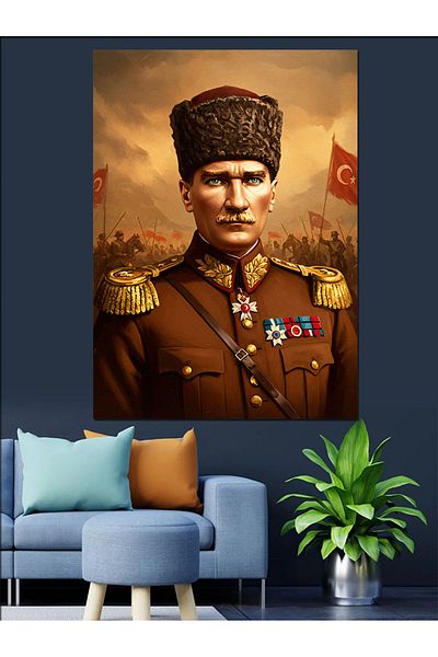 Tablomega Mustafa Kemal Atatürk Decorative Canvas - Mdf Wooden Painting