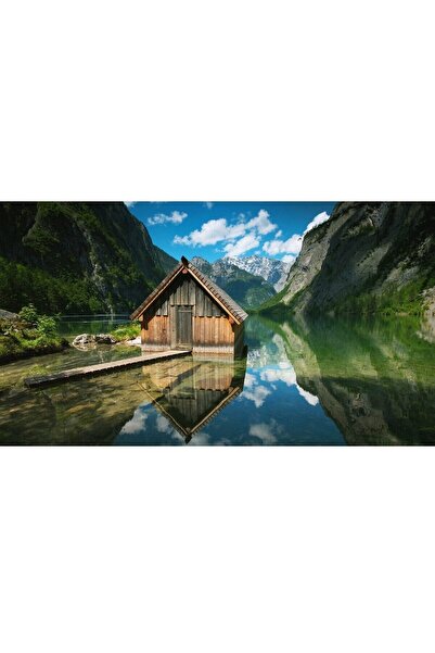 ve Tablou Canvas, Peisaj, cabana ideala 21, munte, lac, padure, 80 x 50 cm, M...